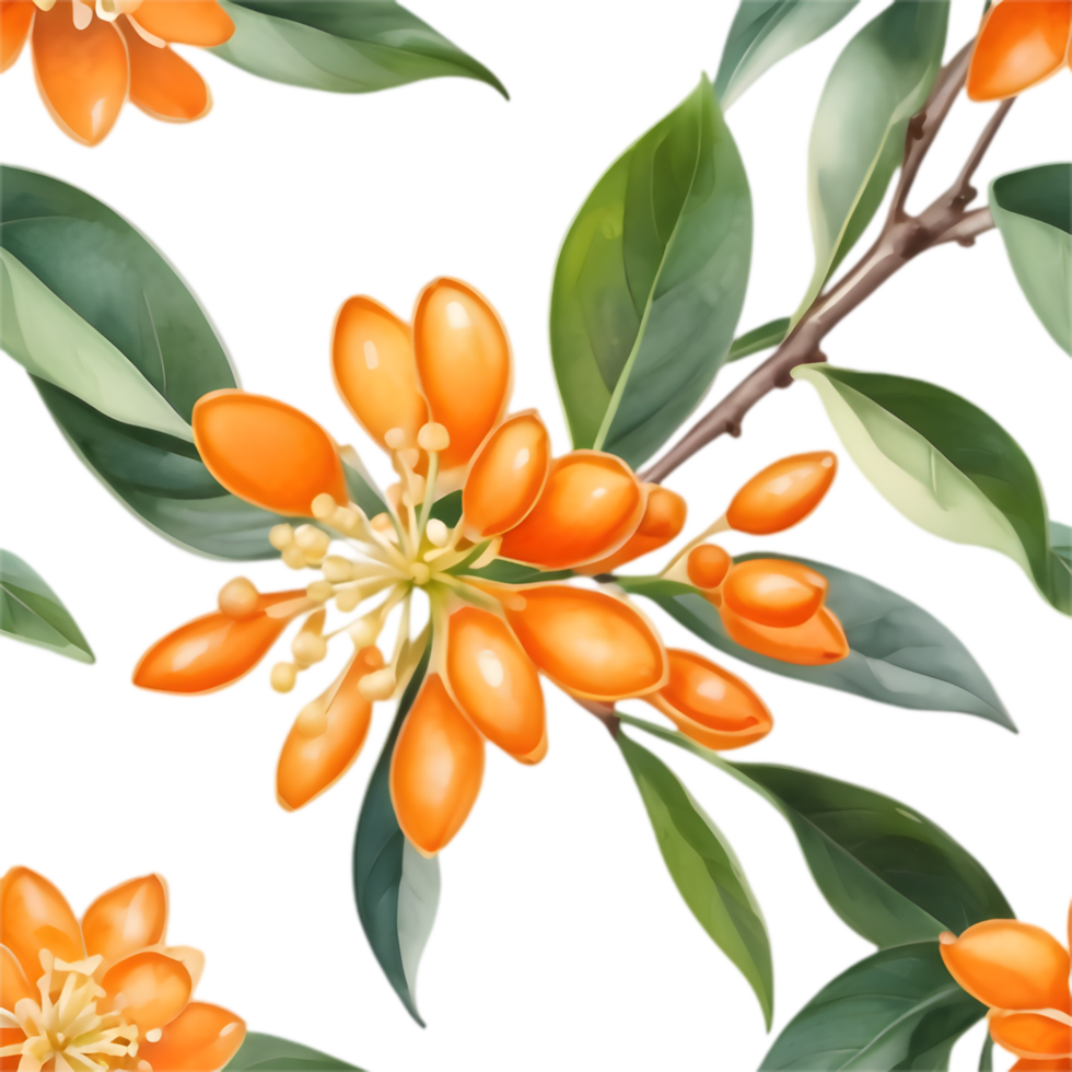 Elegant Orange Osmanthus Blossom Artwork. . png