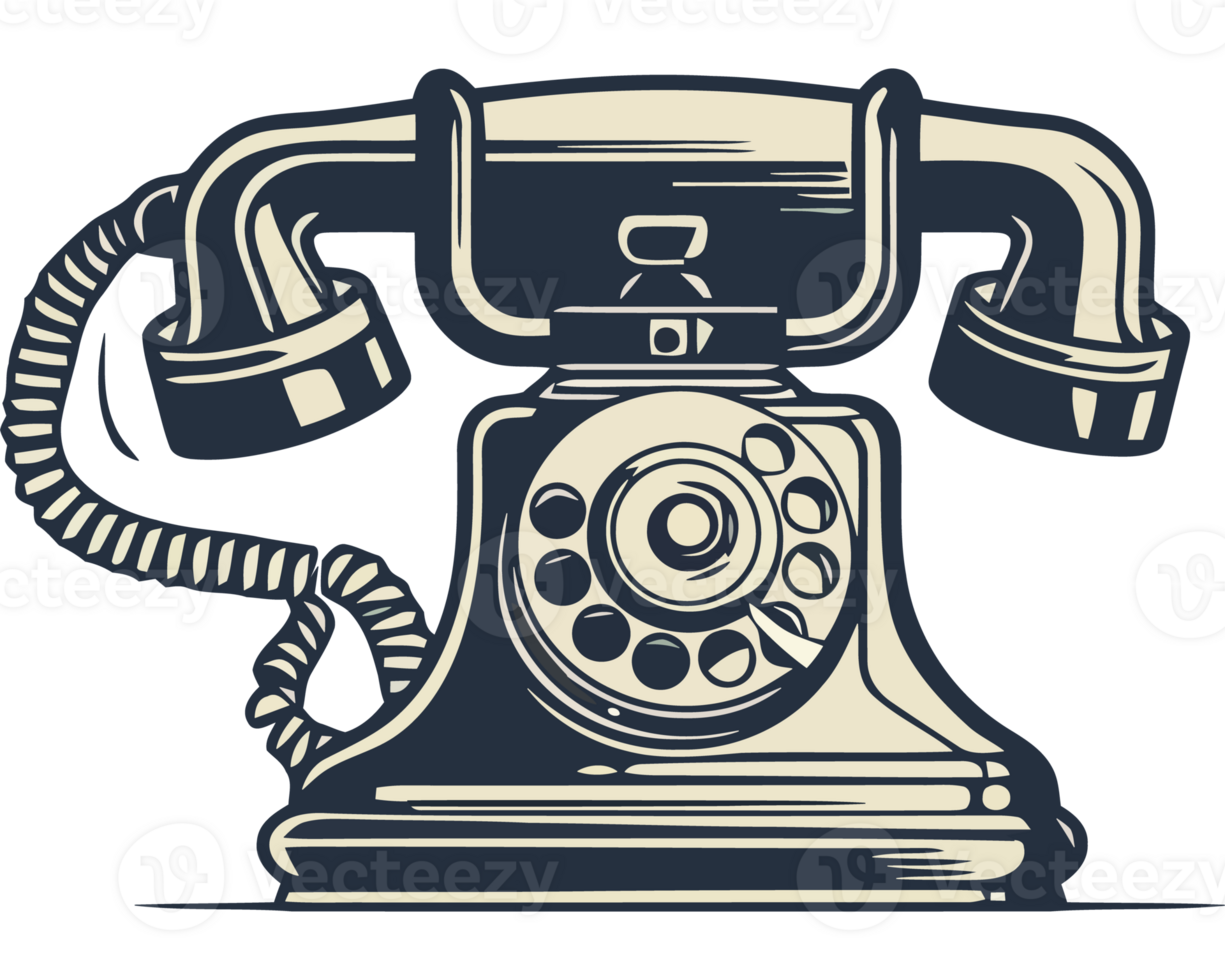 An old fashioned telephone on a black background png
