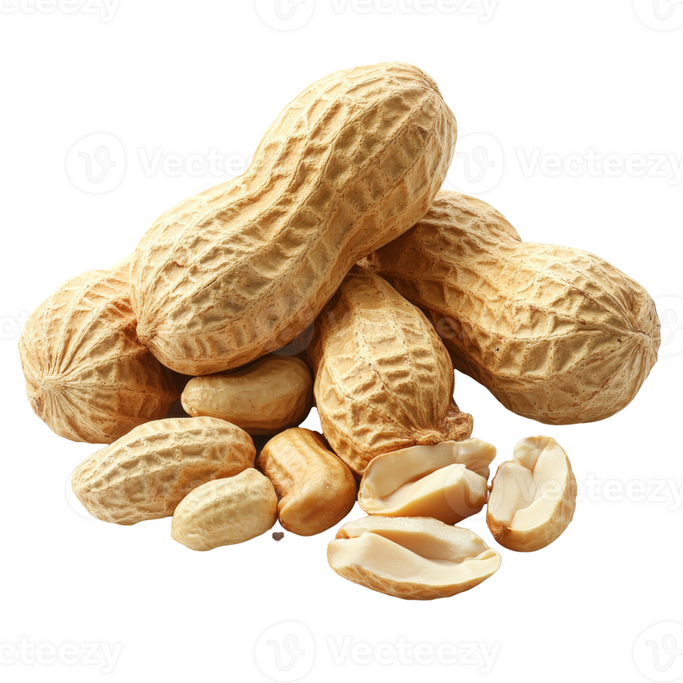Freshly harvested peanuts on a wooden surface isolated transparent png