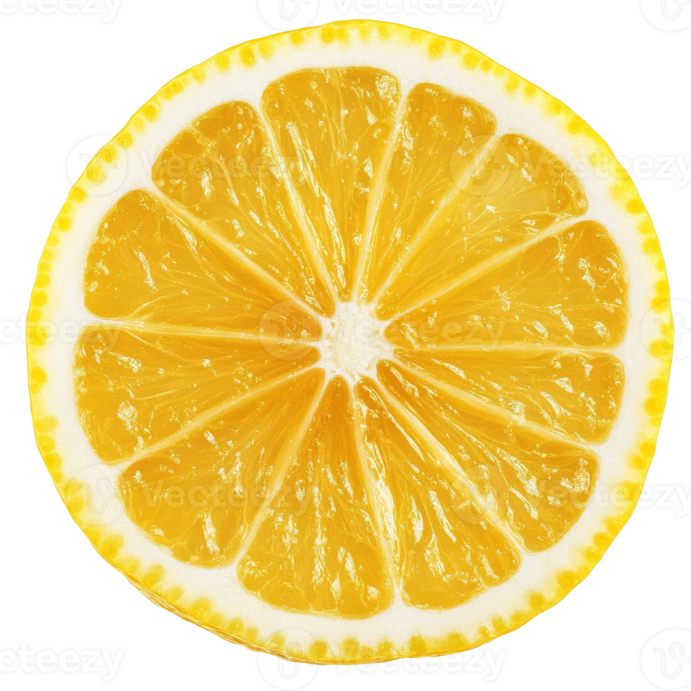 A fresh lemon slice on a white background isolated transparent png