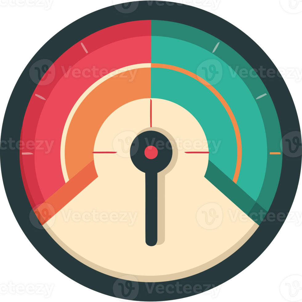 A flat icon of a speedometer png