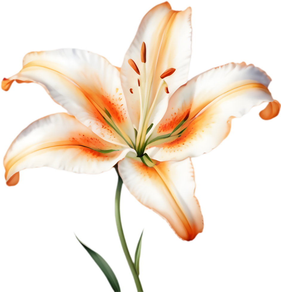 Majestic trumpet lily reaching towards the sky. . png