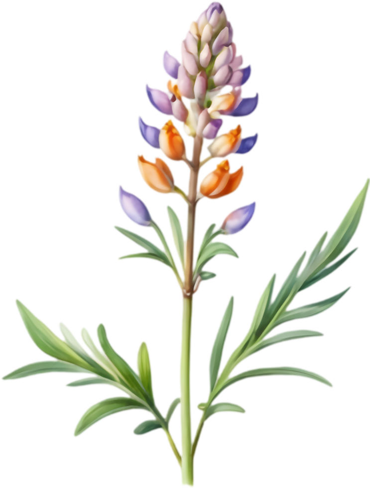 Bright Lupine Flower Art for Spring Themes. . png