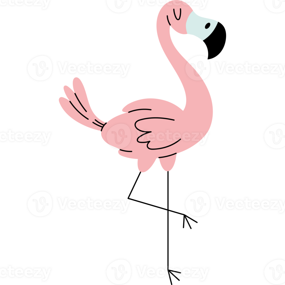 A cartoon flamingo with a black background png