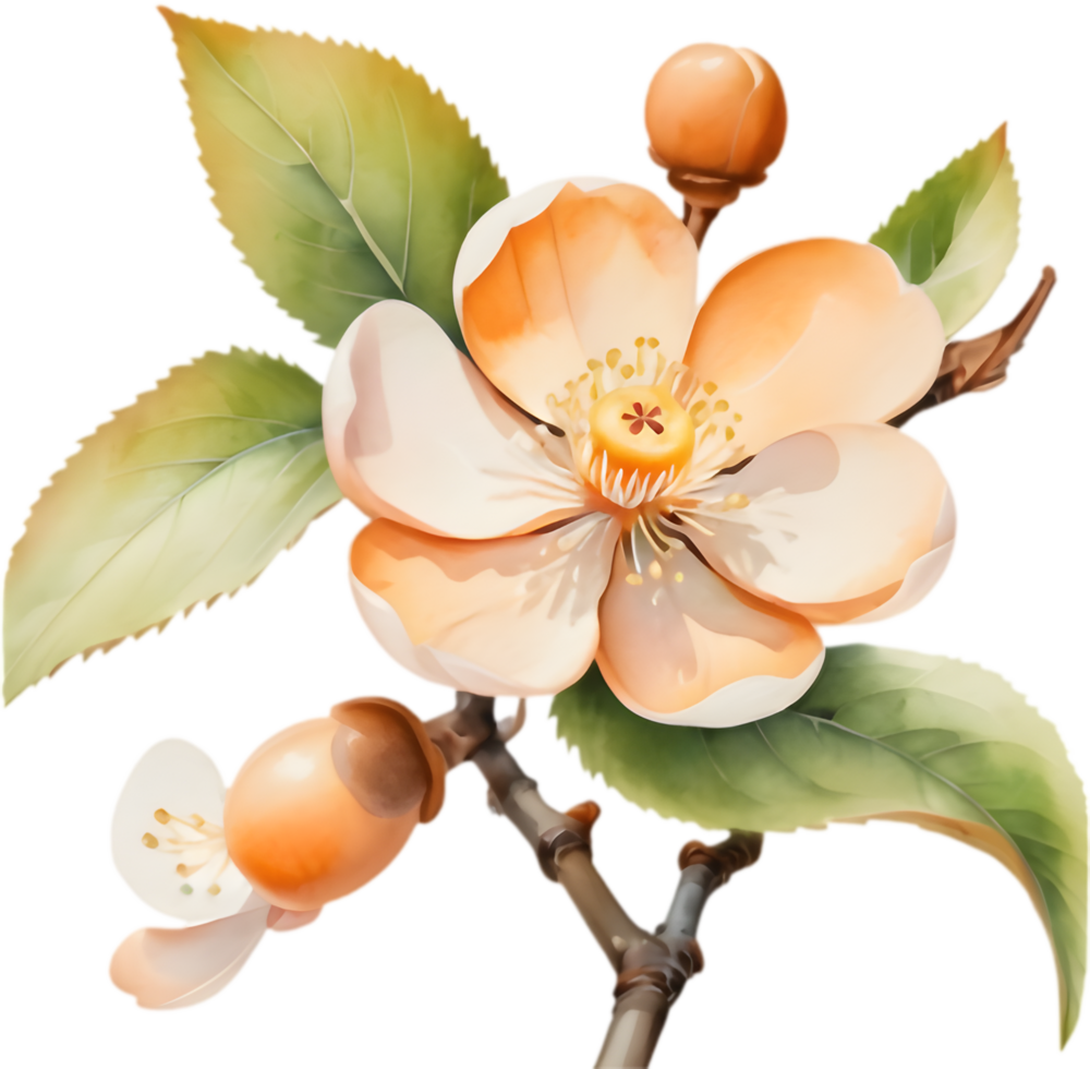 Monochrome Ume Blossom Clipart, Minimalist Elegance . png