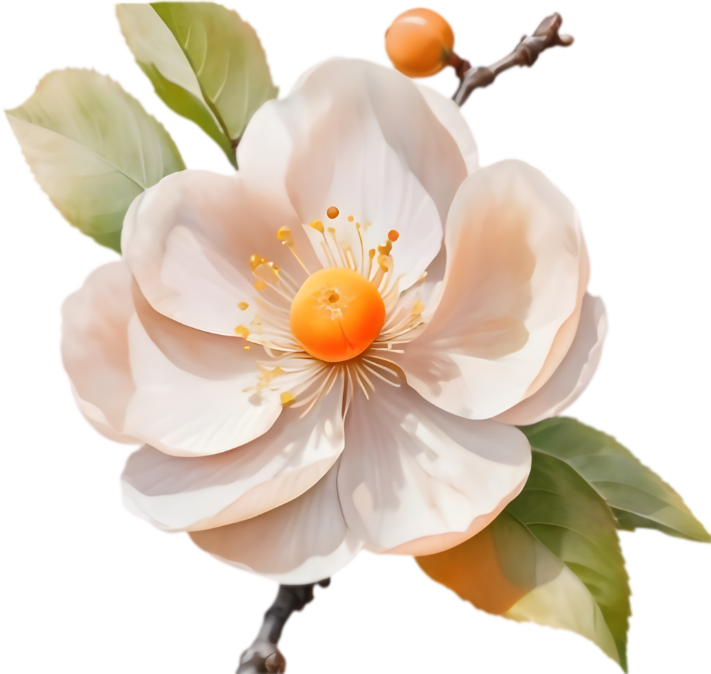Silhouette Japanese Apricot Flower Clipart, Striking Outline . png