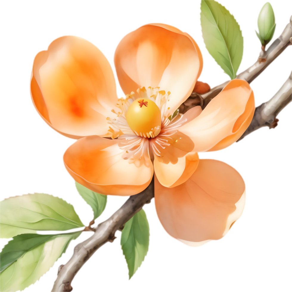 Botanical Ume Blossom Clipart, Realistic Illustration . png