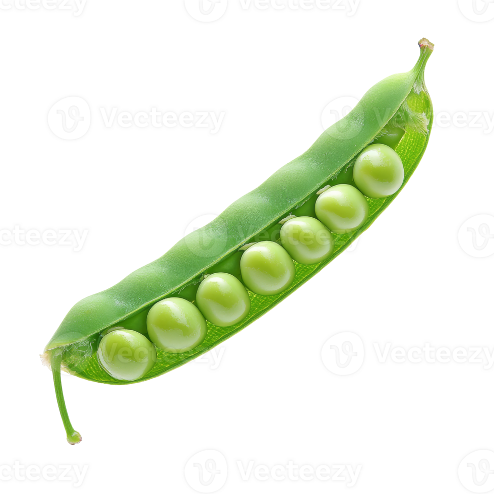 Green pea pod on white background isolated transparent png