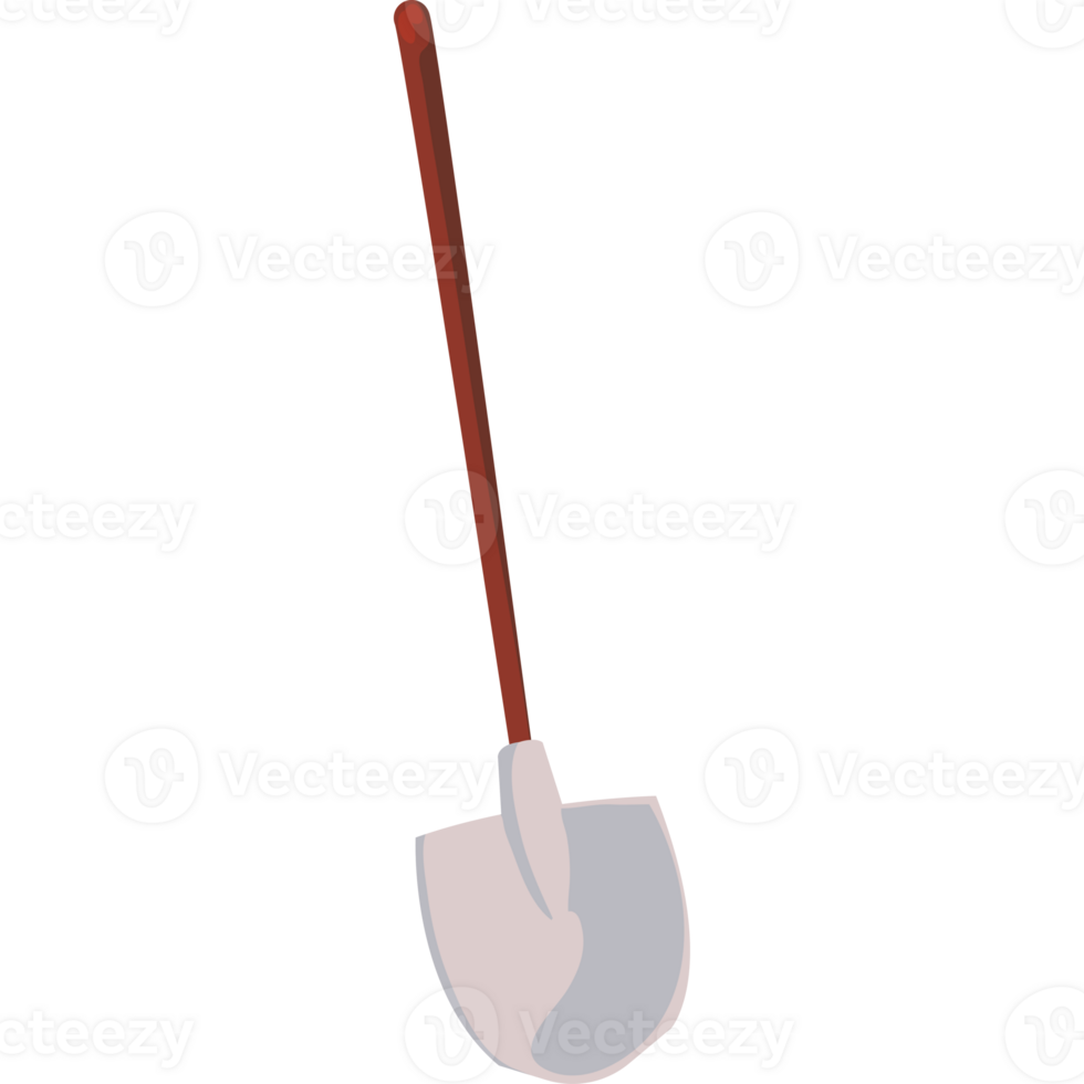 A shovel with a red handle on a black background png