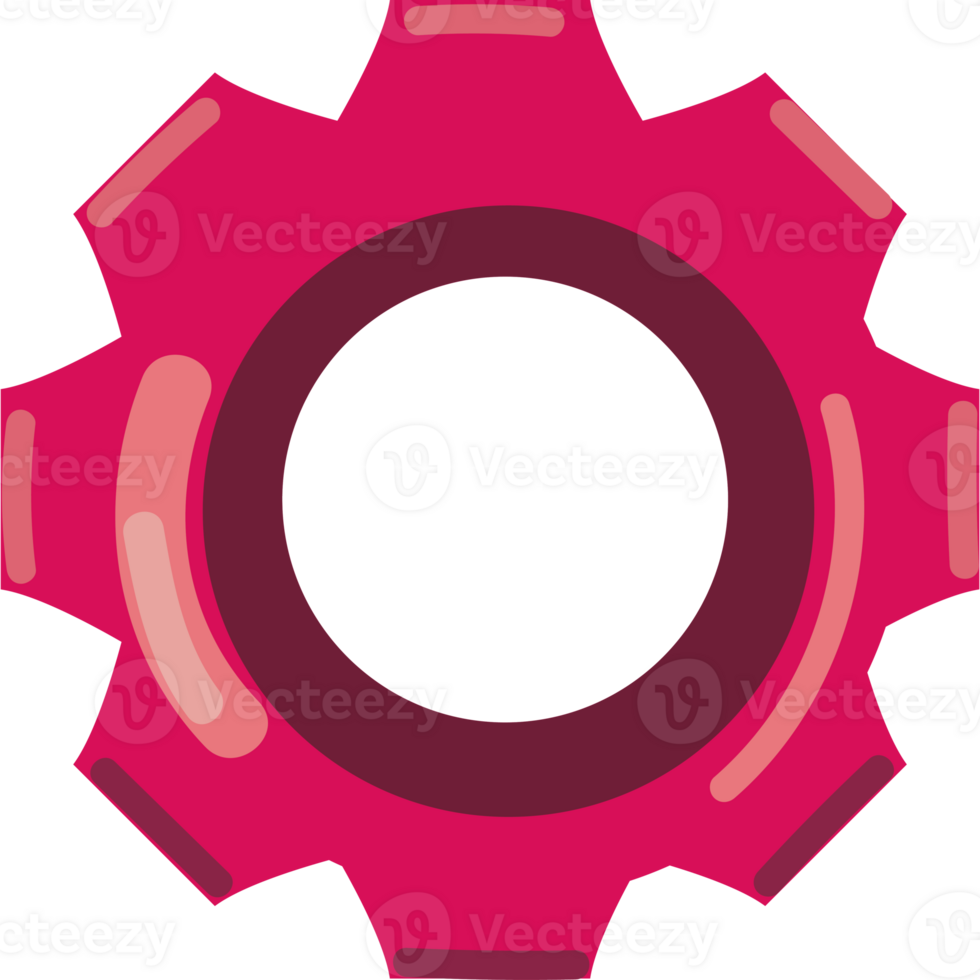 A red gear wheel with a black background png