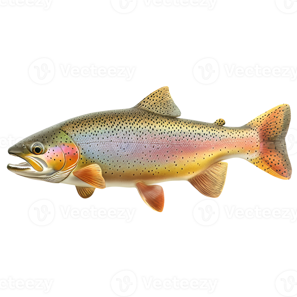 Rainbow trout in clear river water isolated transparent png