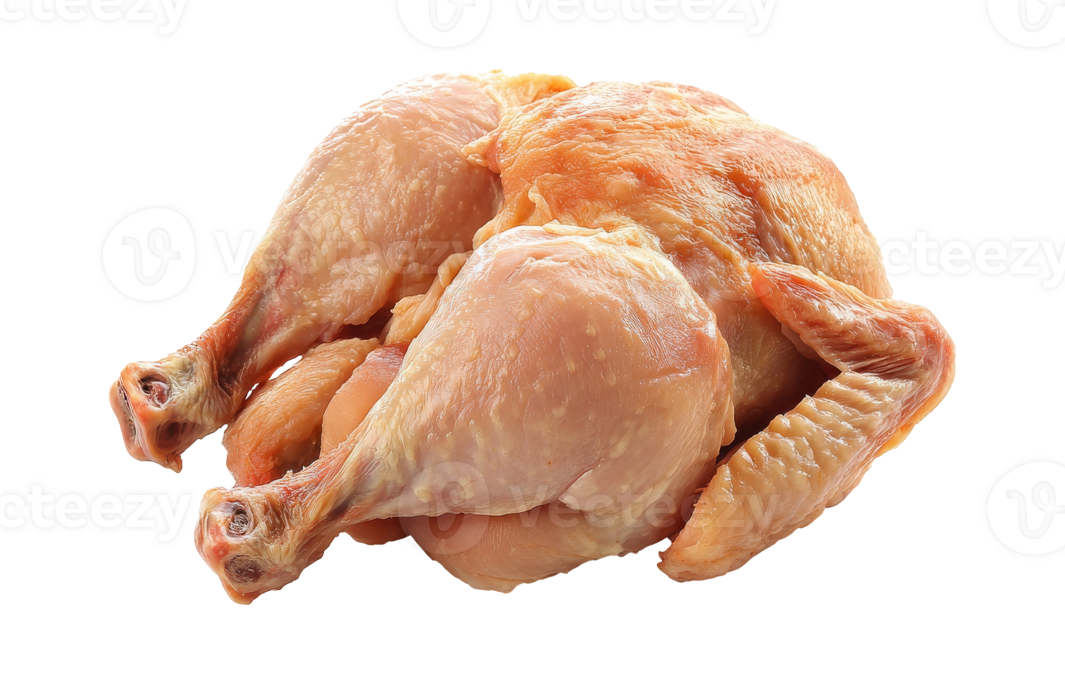 Whole raw chicken with wings, drumsticks isolated transparent png