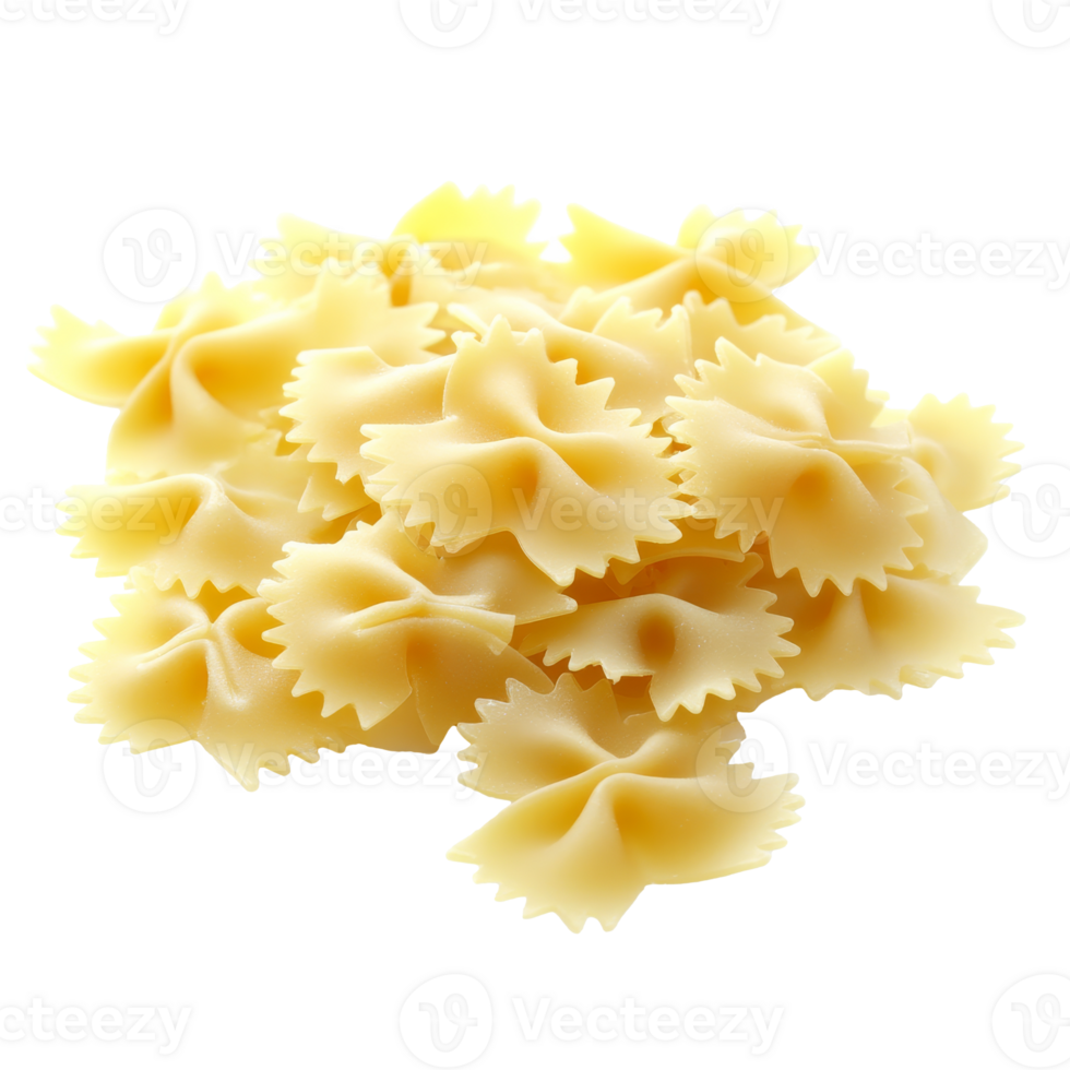 Farfalle pasta scattered on a white surface isolated transparent png