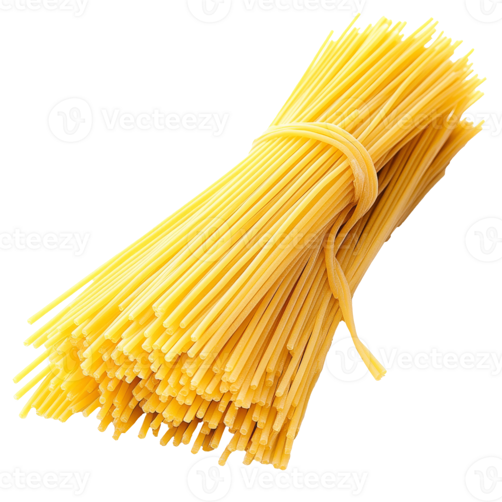 Bunch of uncooked spaghetti on a white background isolated transparent png