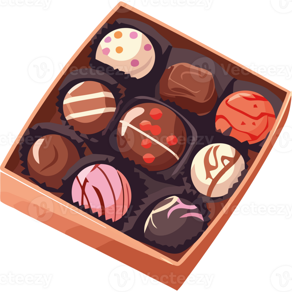 A box of chocolates on a black background png