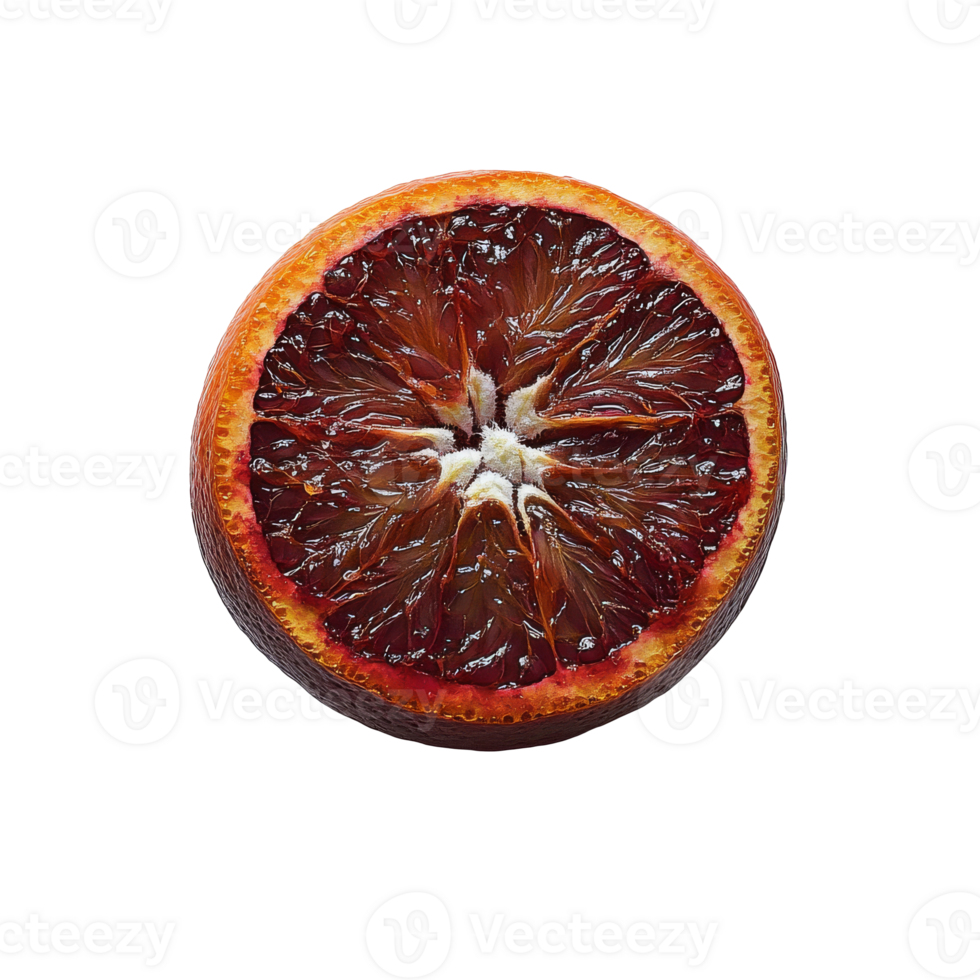 Freshly sliced blood orange on a white background isolated transparent png