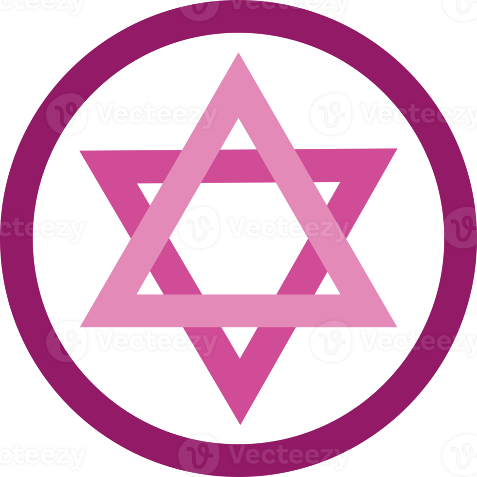 A pink star of david in a circle png