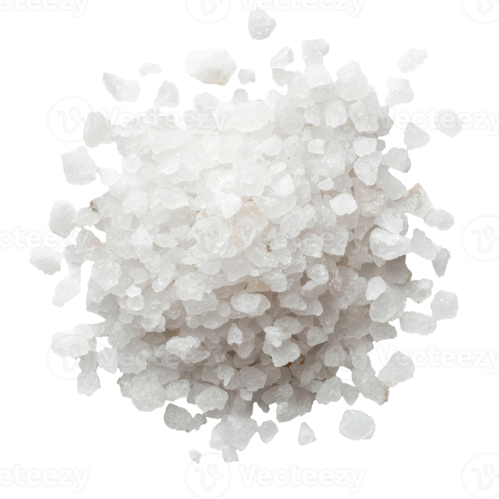Coarse sea salt scattered on a light surface isolated transparent png