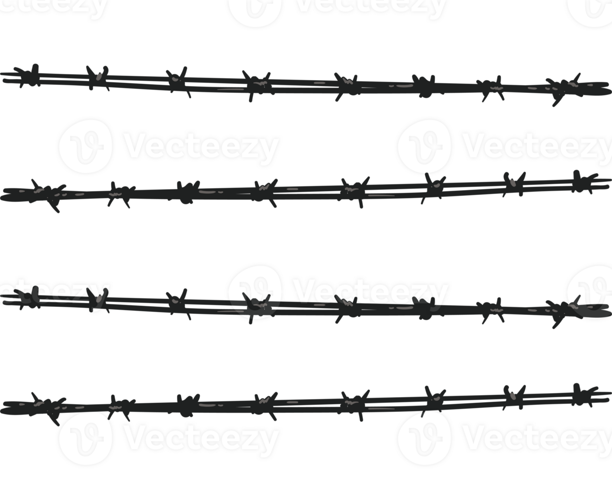 Barbed wire on black background png