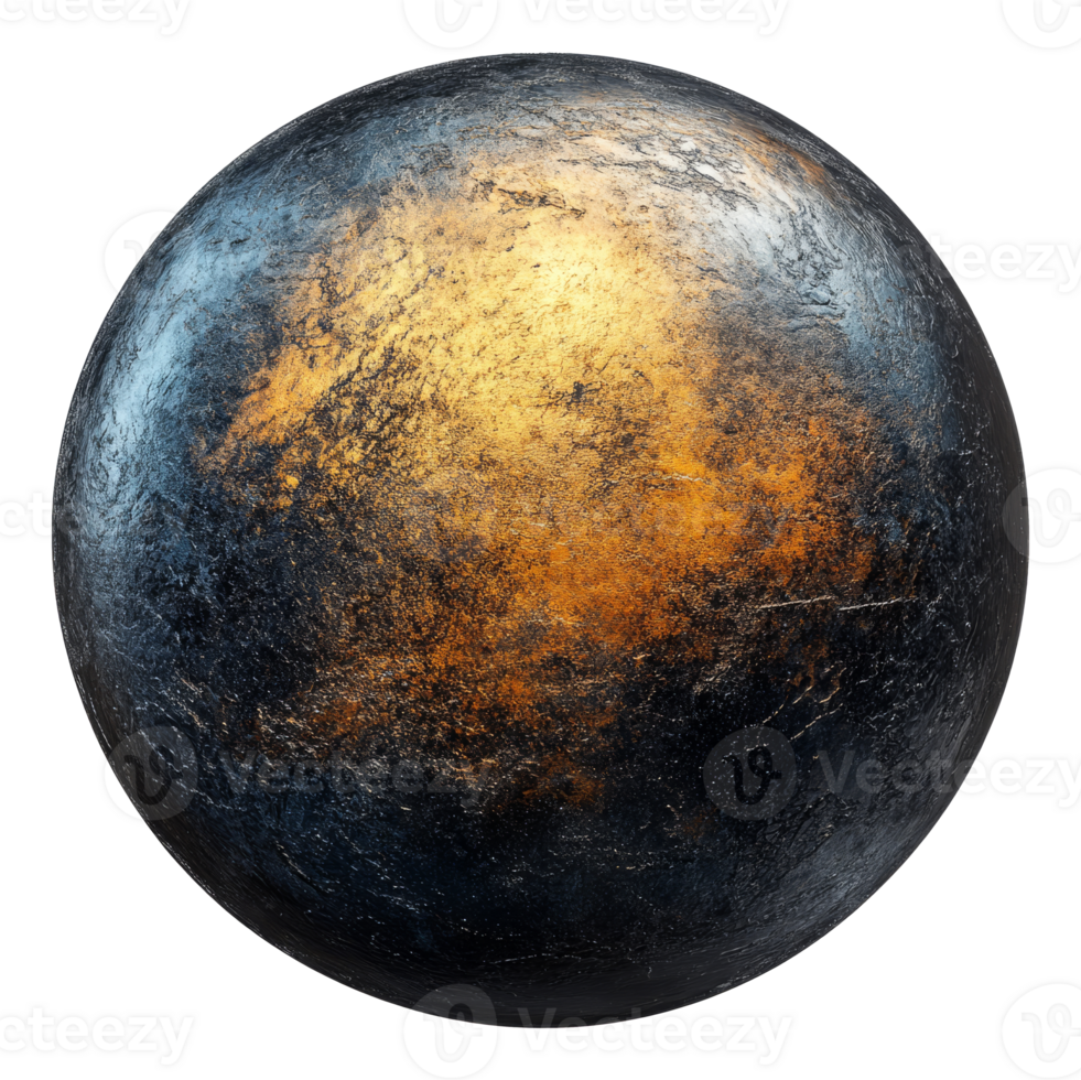 Surreal depiction of a textured celestial body isolated transparent png