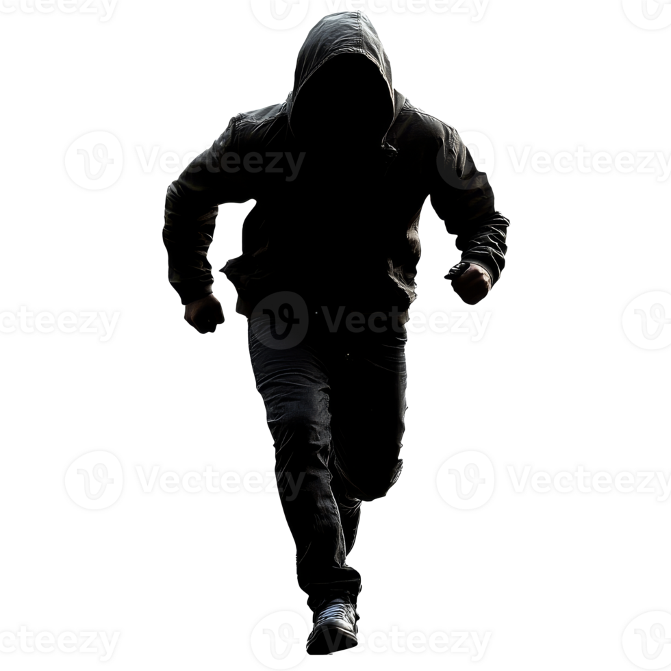 Runners silhouette heading into the unknown isolated transparent png