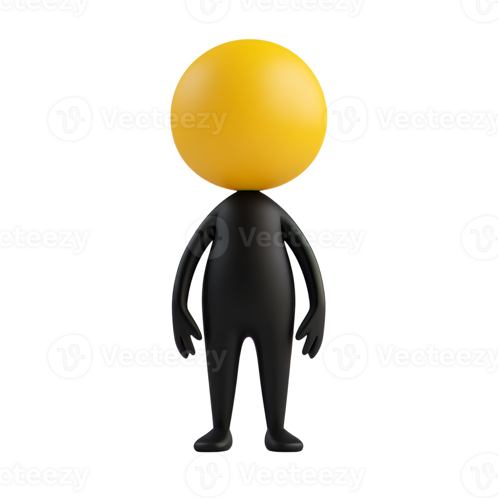 Yellow head, black body figure isolated transparent png