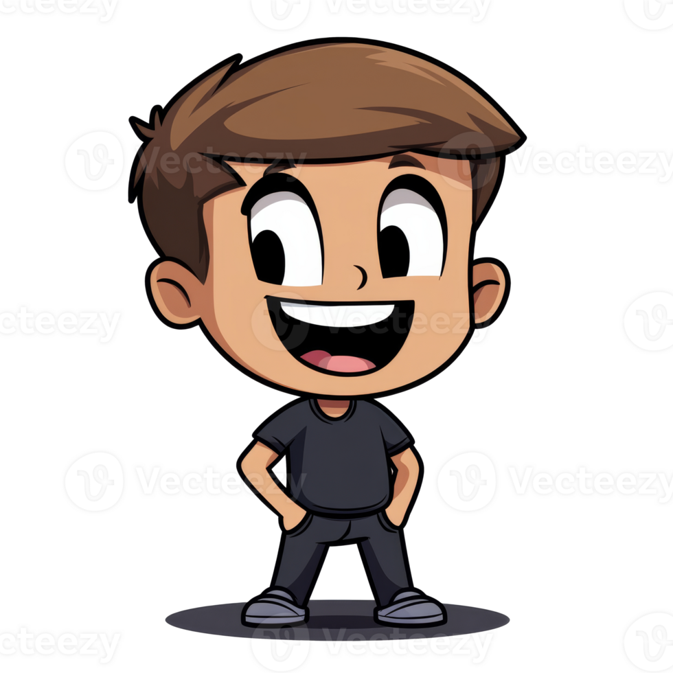 Confident cartoon character in casual wear isolated transparent png
