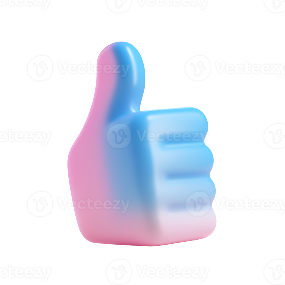 Colorful thumbs up icon on white isolated transparent png