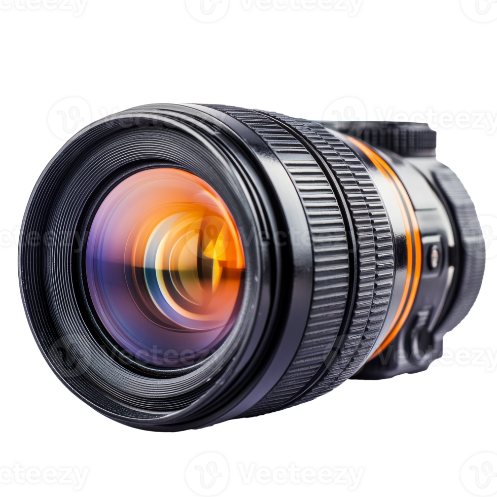 Vivid close up of a camera lens isolated transparent png