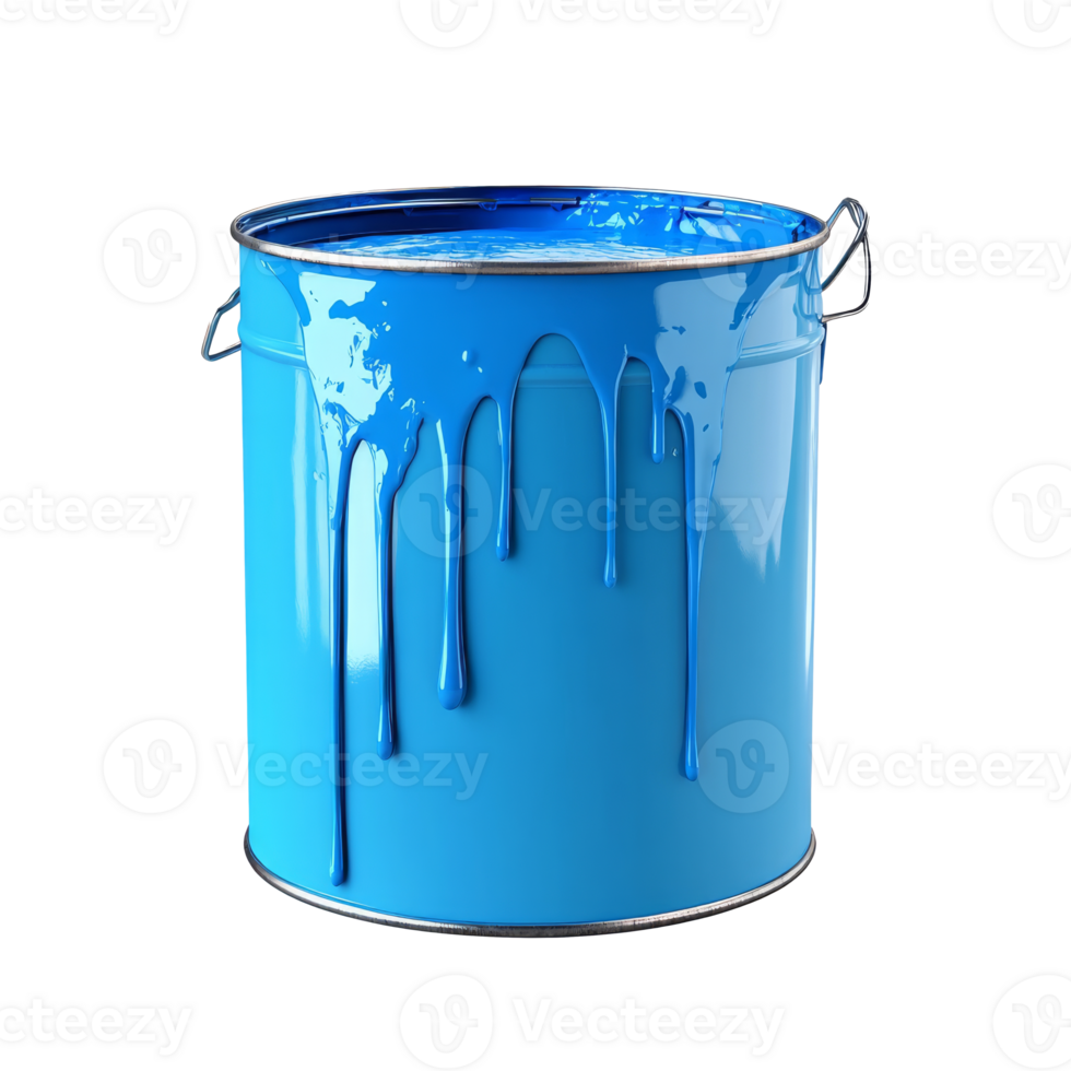 ljus blå måla kan med droppande måla inomhus isolerat transparent png