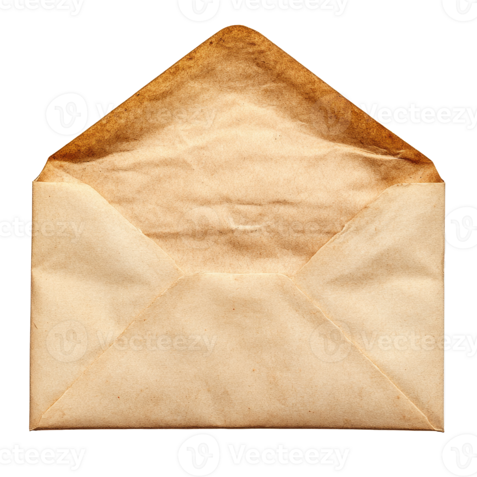 Vintage envelope with a textured paper finish isolated transparent png