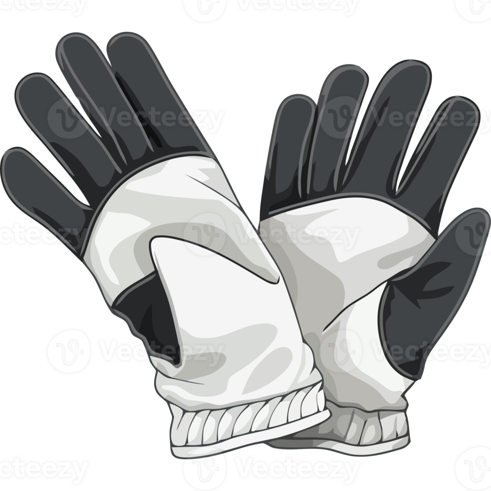 White gloves with black cuffs on a black background png