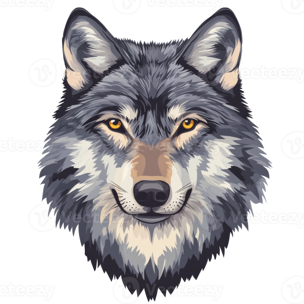 Intense close up of a wolfs face isolated transparent png
