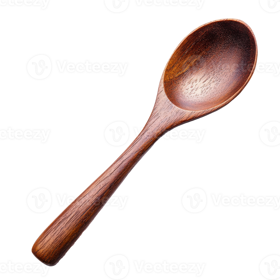 Wooden spoon resting on a kitchen counter top isolated transparent png