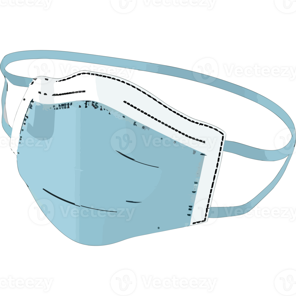 A blue surgical mask on a black background png