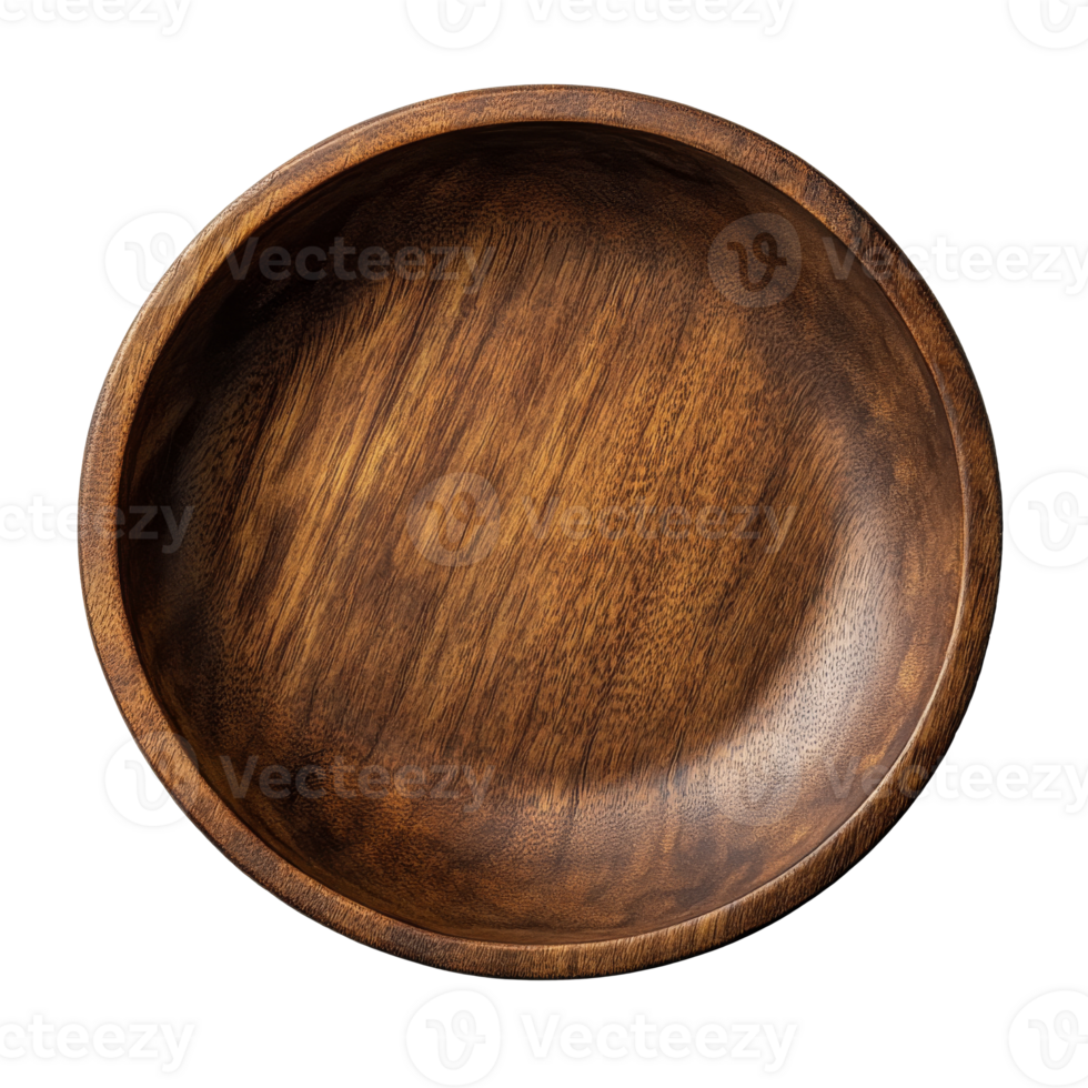 Smooth finished wooden bowl on neutral bg isolated transparent png