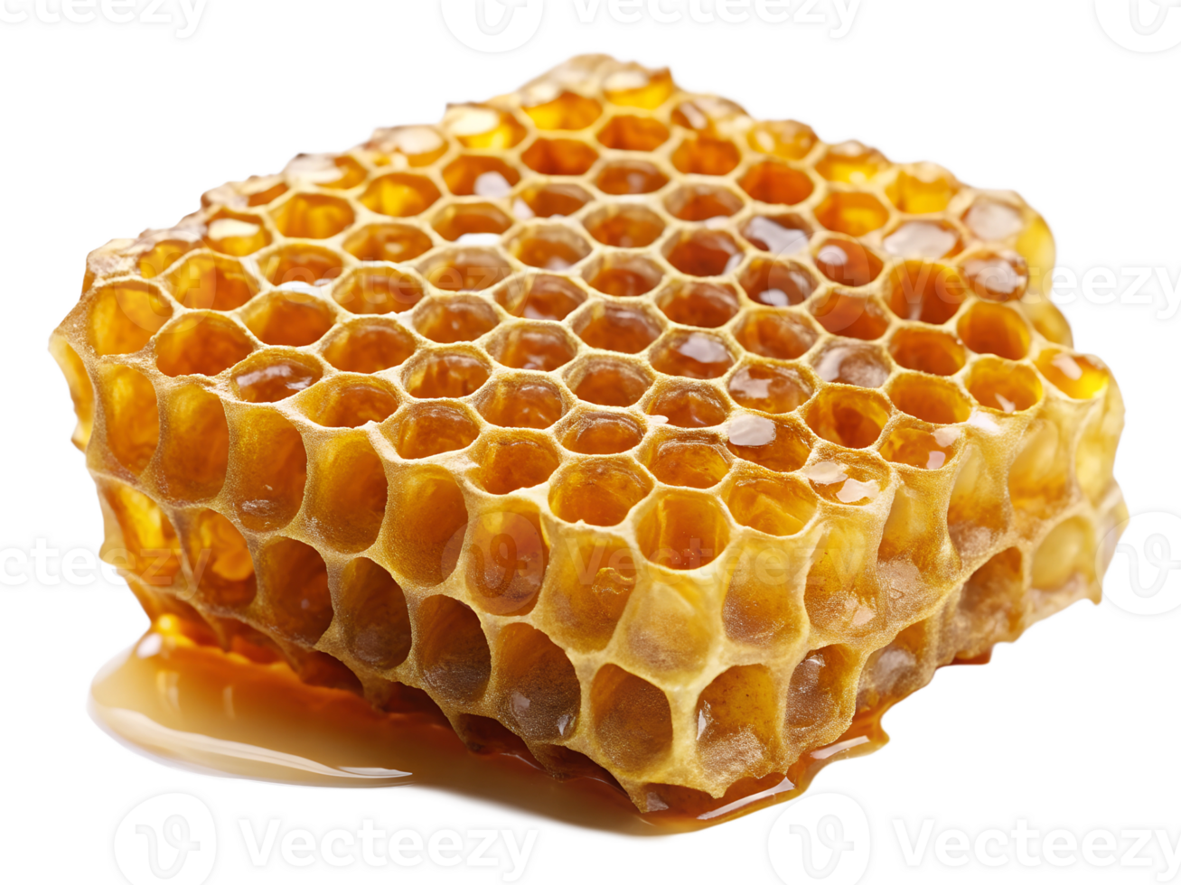 Fresh honeycomb dripping with golden honey transparent png