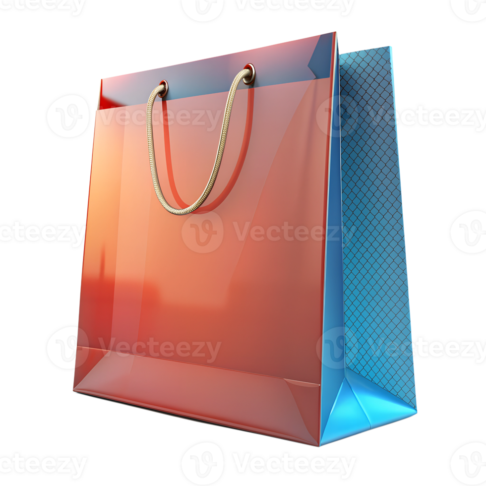 Colorful bag with handles on white transparent png