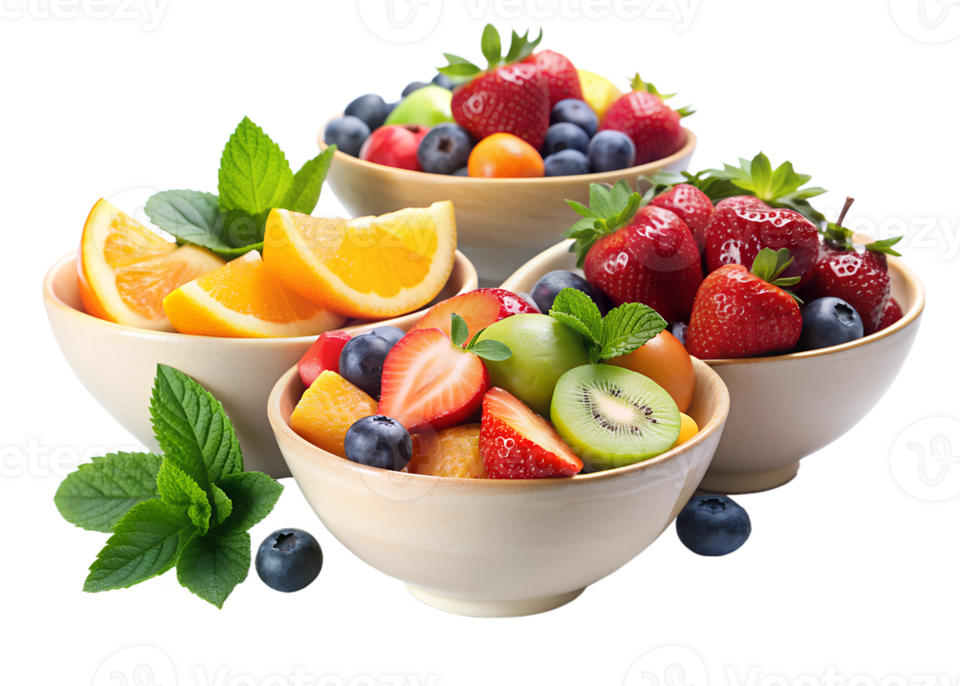Colorful fruit bowls of berries citrus transparent png