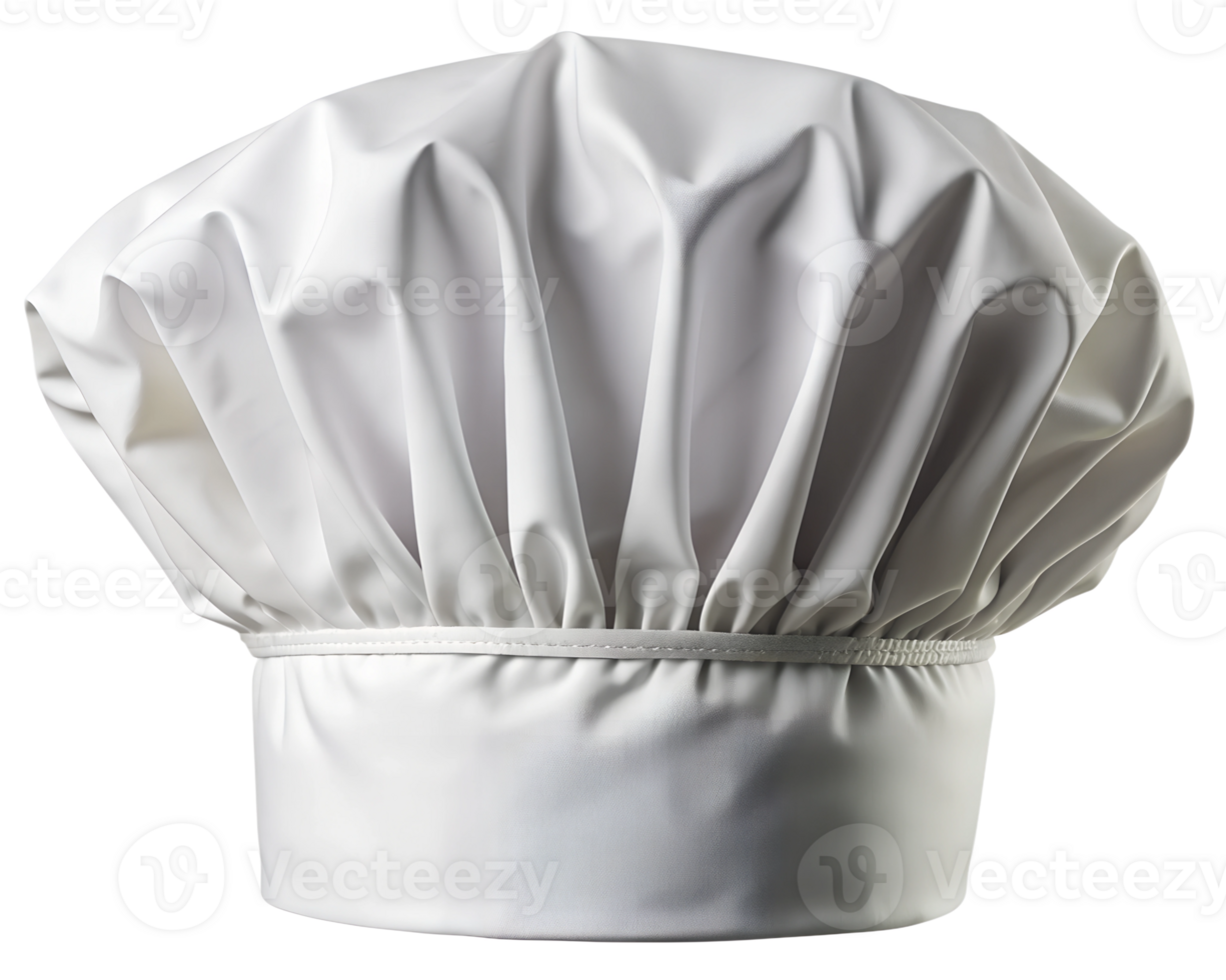 White chef hat placed on a kitchen counter surface transparent png