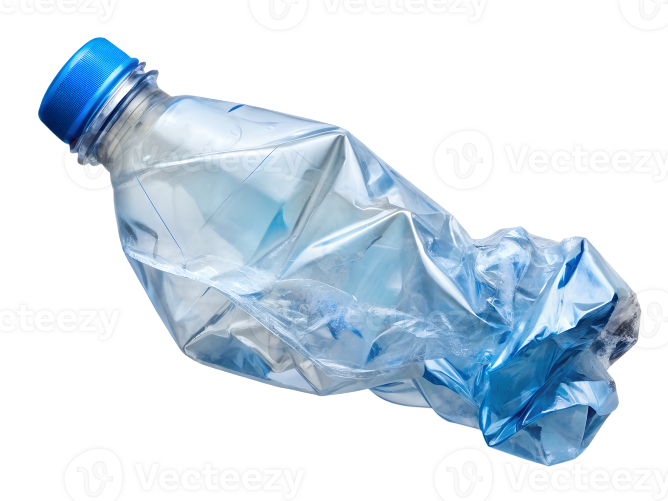 Crumpled plastic bottle on a white background transparent png