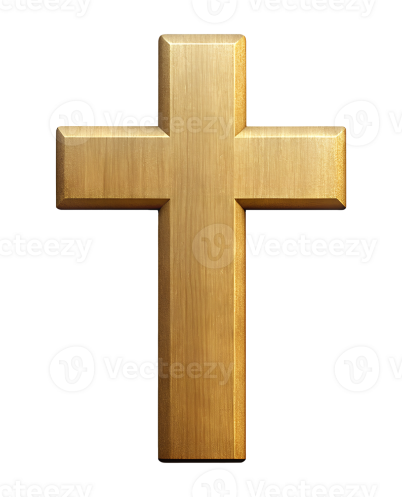 Simple golden cross symbol on a white background transparent png