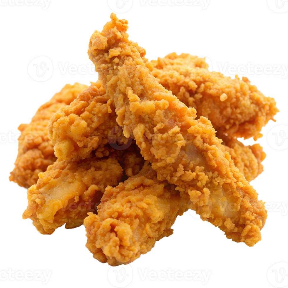 Crispy fried chicken pieces on a white background transparent png