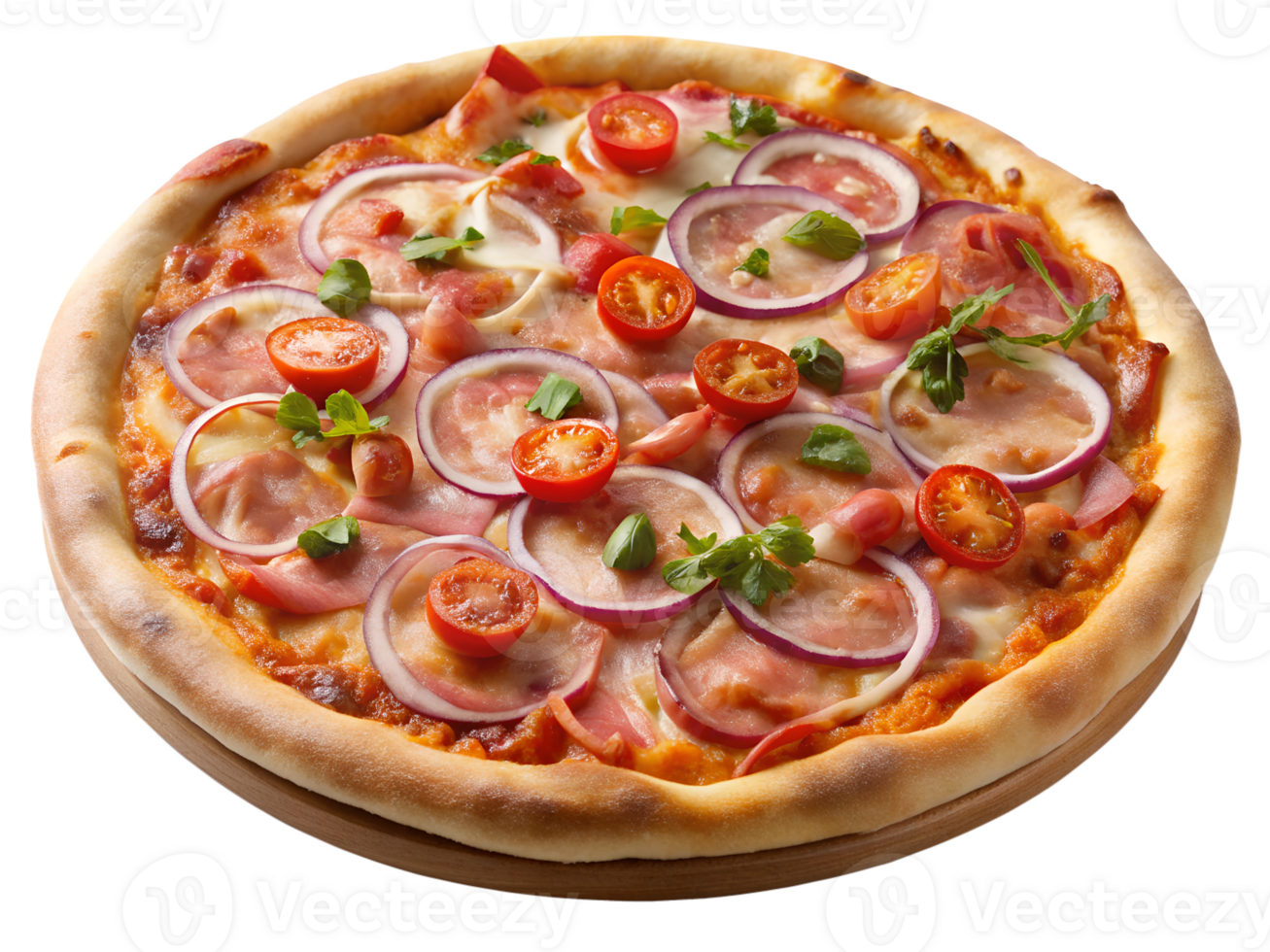 Homemade pizza with fresh toppings transparent png