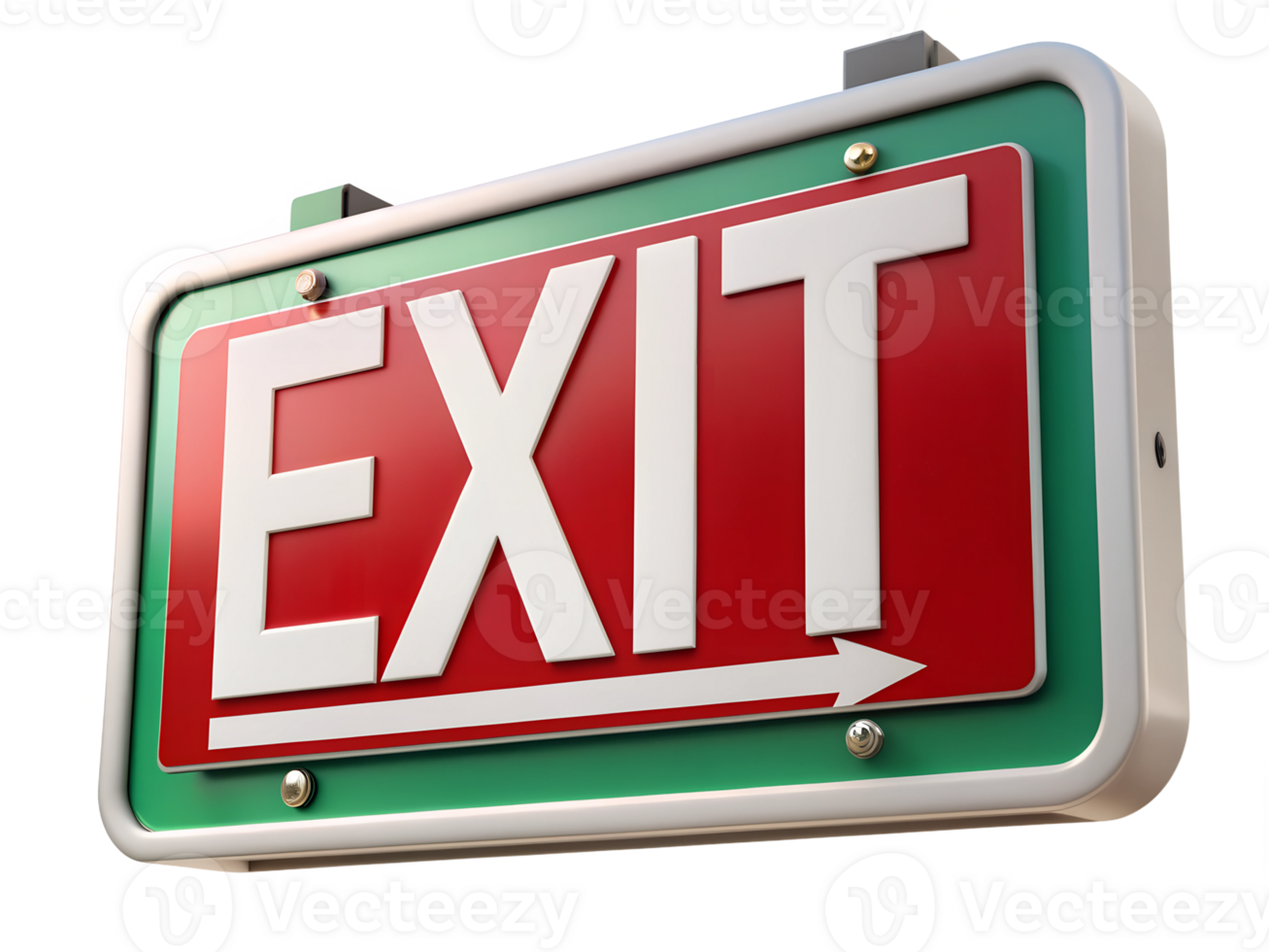 Modern bright exit sign with arrow transparent png
