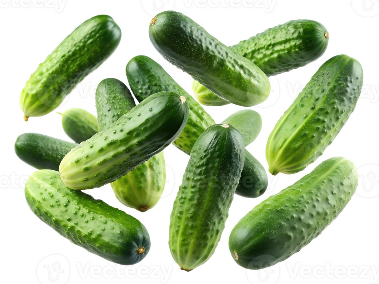 Green cucumbers on a white backdrop transparent png