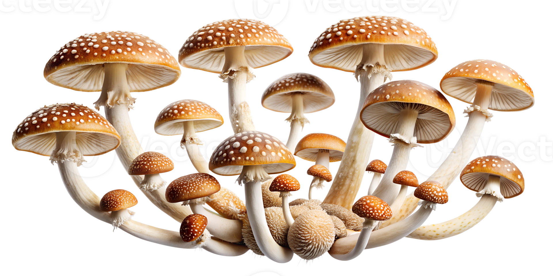 Mushrooms in a natural cluster transparent png