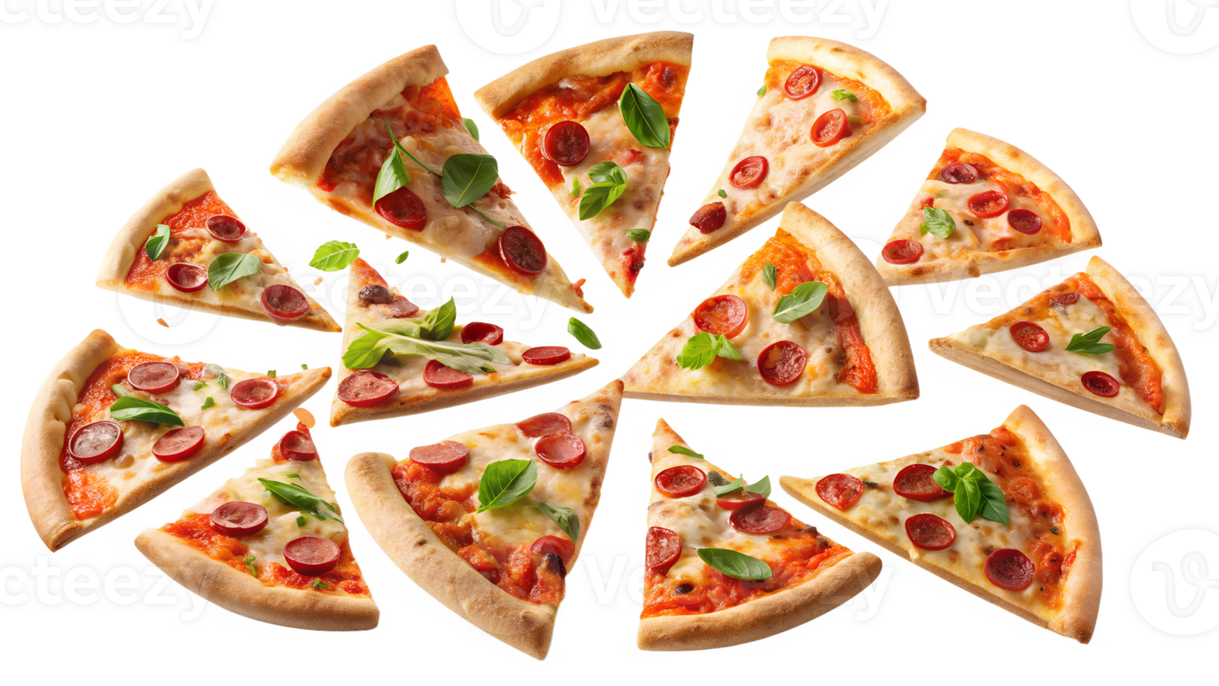 Pizza slices on a white background transparent png