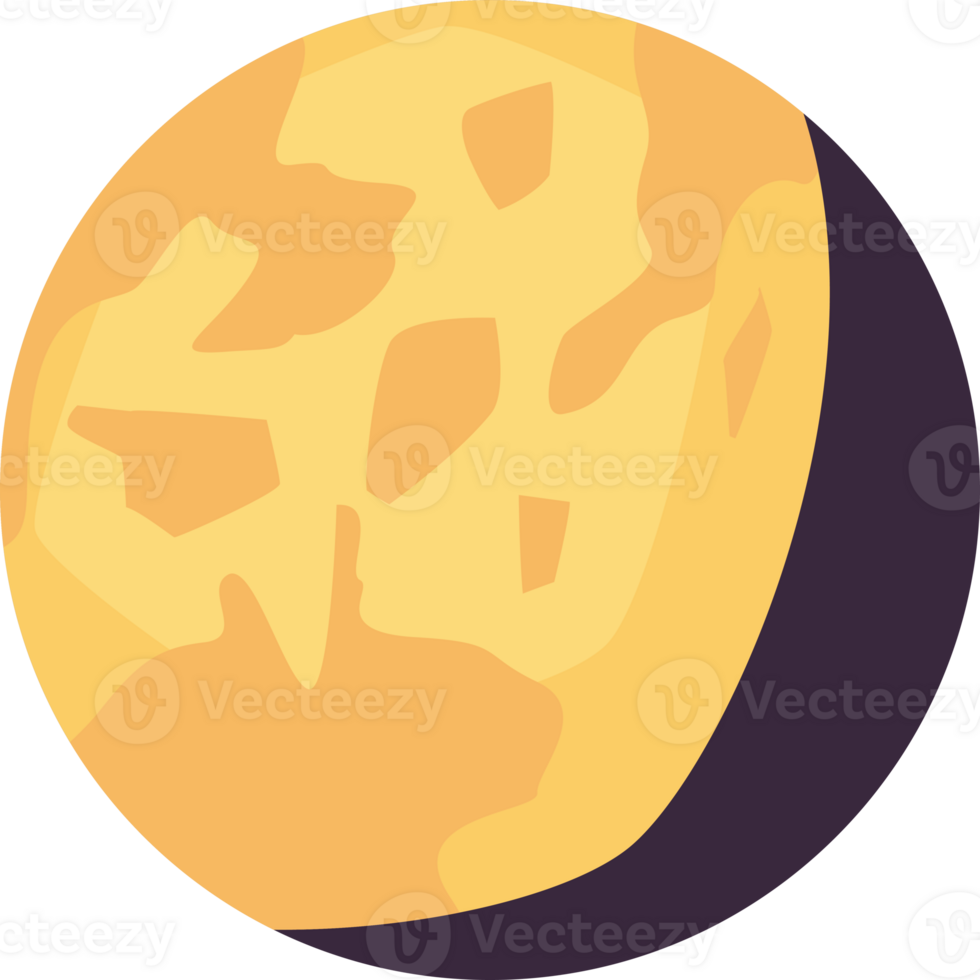 A yellow and black moon with a black background png