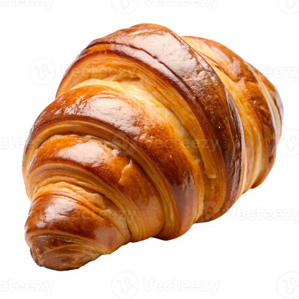 Golden croissant on plain backdrop transparent png